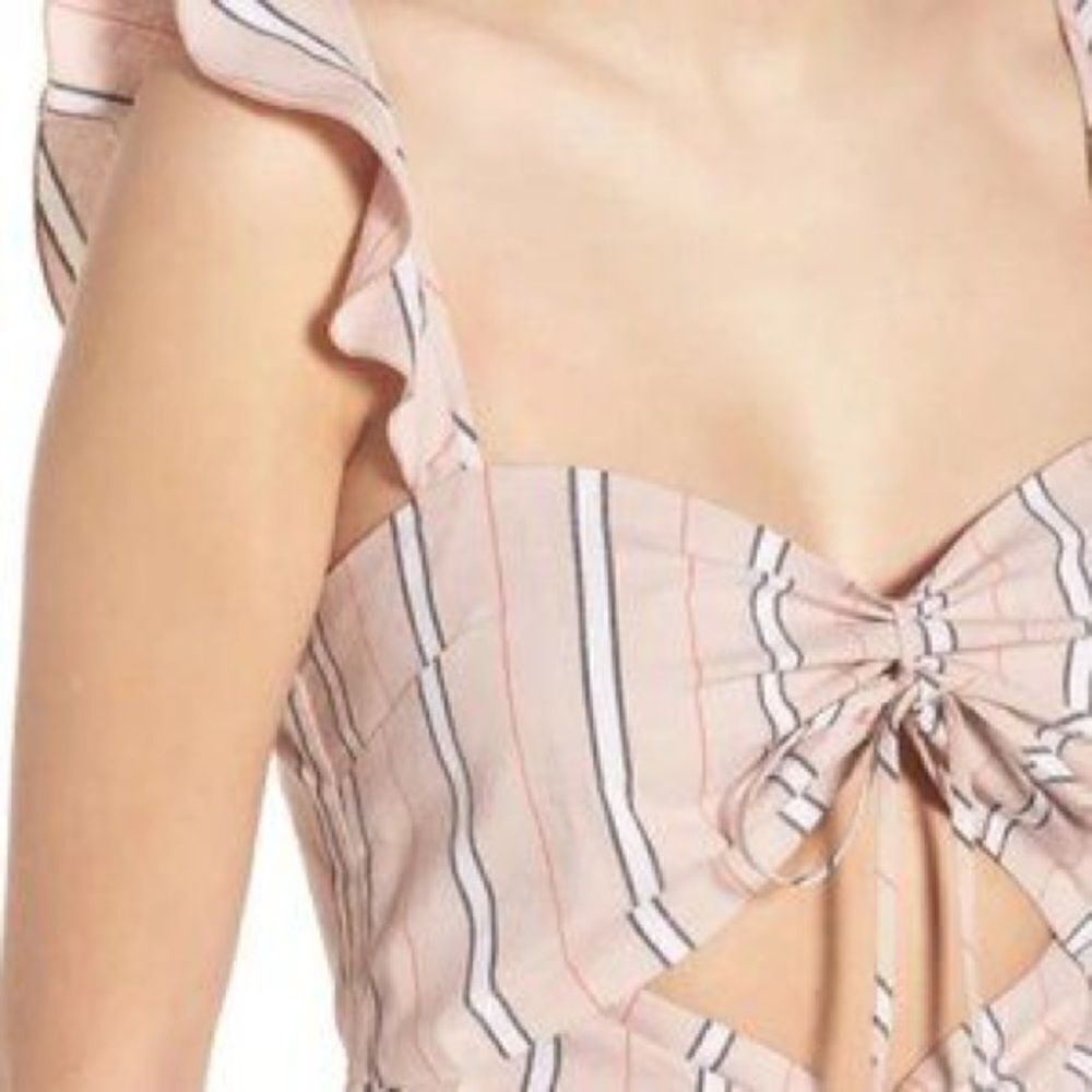 Wayf Verona Cutout Midi Dress in Coral Stripe - XL approximately - Picture 3 of 15